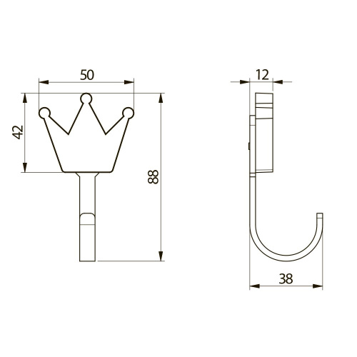 Мебельный крючок Crown розовый фото 2 Мебельный крючок Crown розовый фото 2