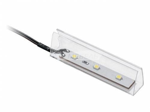 Клипса пластиковая для стекл. полки 10мм светодиодная, 3 диода 0,25W, 12V, 2м провод, холодный белый Клипса пластиковая для стекл. полки 10мм светодиодная, 3 диода 0,25W, 12V, 2м провод, холодный белый