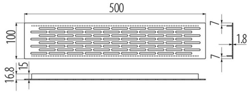 Решетка вентиляционная 500х100 мм, инокс фото 2