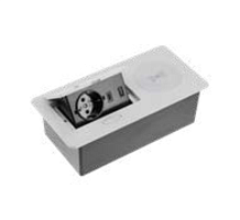 Удлинитель врезной AVARO PLUS, 1 гнездо schuko, USB A + C, индук. зарядка, кабель 1,5 м, серебристый