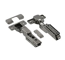 Петля SOLID PRO полунакладная, с регулировкой 3D, без евро, с комплектом заглушек, ЧЕРНАЯ