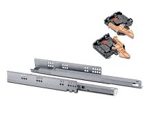 Направляющие скрытого монтажа MODERN SLIDE L-500 полного выдвижения для деревянных ящиков с доводчиком