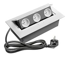 Удлинитель настольный врезной прямоуг.с заземлением (3 розетки, 220V), белый