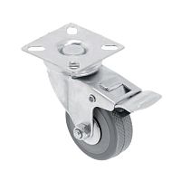 Колесо d75 GREYROLL серое, с тормозом GTV