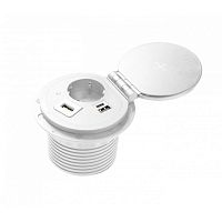 Удлинитель врезной CHARGER PLUS, 1 гнездо schuko, USB A + C, USB-A, HDMI, RJ45, кабель 1,5 м, белый