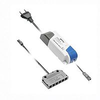 Блок питания для светодиодов 220/12V 7W, IP20, 6хMINI АМР, с проводами и дистрибьютором