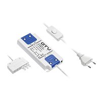 Блок питания для светодиодов 220/24V 6W, IP20, 10мм, с проводом, включателем, распределителем