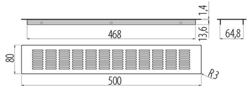 Решетка вентиляционная 500х80 мм, инокс фото 2