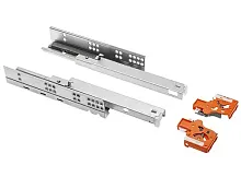 Направляющие скрытого монтажа MODERN SLIDE L-550 полного выдвижения с выталкивателем, плита 16-19 мм