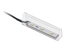 Клипса пластиковая для стекл. полки 10мм светодиодная, 3 диода 0,25W, 12V, 2м провод, холодный белый