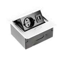 Удлинитель врезной AVARO, 1 гнездо Schuko, 2xUSB A, кабель 1,5 м, белый
