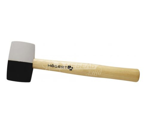 Молоток резиновый , черно-белый 450 г с деревянной рукояткой Молоток резиновый , черно-белый 450 г с деревянной рукояткой