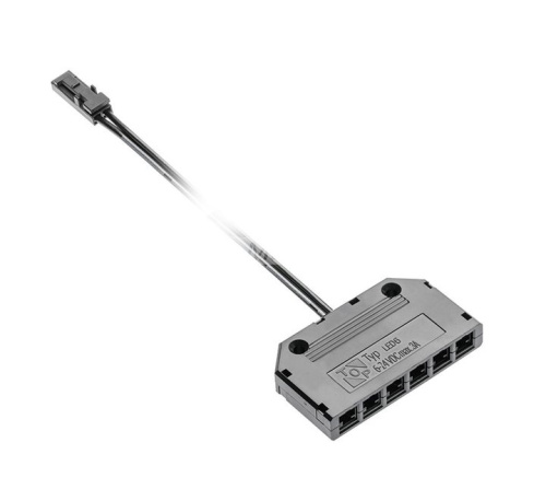 Соединитель LED, распределитель 6 разъемов с 2м кабеля и разъемом Mini AMP, чёрный