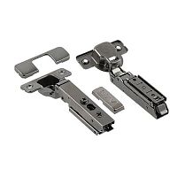 Петля SOLID PRO накладная, с регулировкой 3D, без евро, с комплектом заглушек, ЧЕРНАЯ