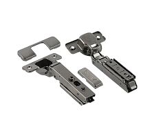 Петля SOLID PRO накладная, с регулировкой 3D, без евро, с комплектом заглушек, ЧЕРНАЯ