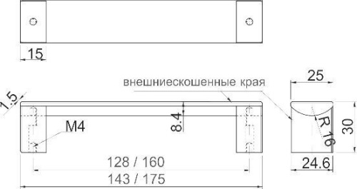 Ручка мебельная алюминиевая ARES 192 черный фото 2 Ручка мебельная алюминиевая ARES 192 черный фото 2