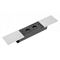 Удлинитель врезной PRESTINO, 2 гнезда Schuko, USB A + C, RJ45, HDMI, кабель 1,5 м, серебристый